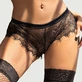 Plus Size Sexy Kanten Rood Zijden Strappy Panty - Zwart - Large/X-Large