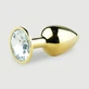 Anal Collection Plug Anal Pequeño de Metal con Joya Redonda - Dorado/Transparente