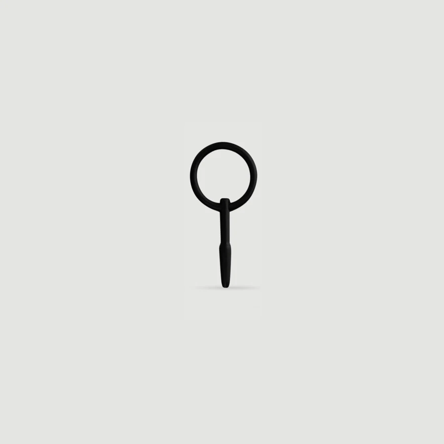 Tapón uretral de silicona 87 x 6 mm con anillo - Negro