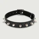 Collar de cuero con pinchos de metal y hebilla - Negro