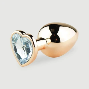 Anal Collection Plug Anal Pequeño de Metal con Joya de Corazón - Negro/Transparente