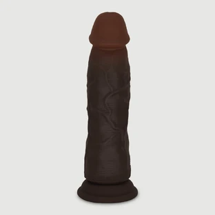 Manuel 20 cm gode ultra réaliste en silicone double couche avec ventouse - noir