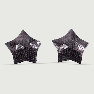Nipple à paillettes en forme d'étoile - Noir