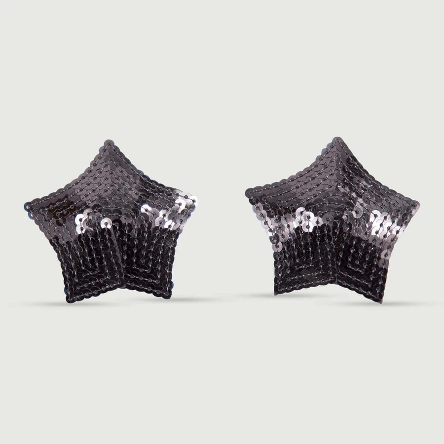 Nipple à paillettes en forme d'étoile - Noir