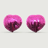 Sequin Heart Shaped Nipple Pasties - Fuchsia