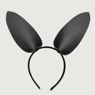 Leren Bunny Oor Hoofdband - Zwart