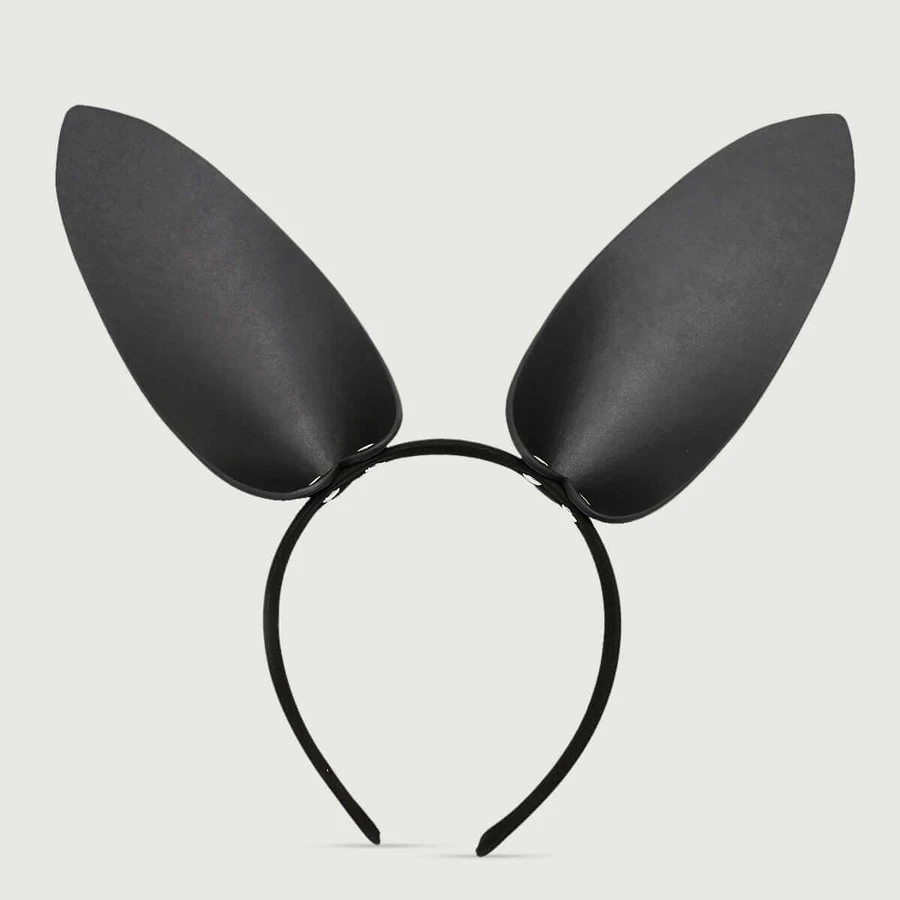 Leren Bunny Oor Hoofdband - Zwart