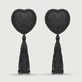 Pasties para pezones con borlas en forma de corazón - Negro