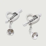 Morsetti per capezzoli a forma di cuore con charm pendente - Argento