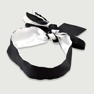 Double Sided Satin Bondage Tie & Blindfold - Black/White