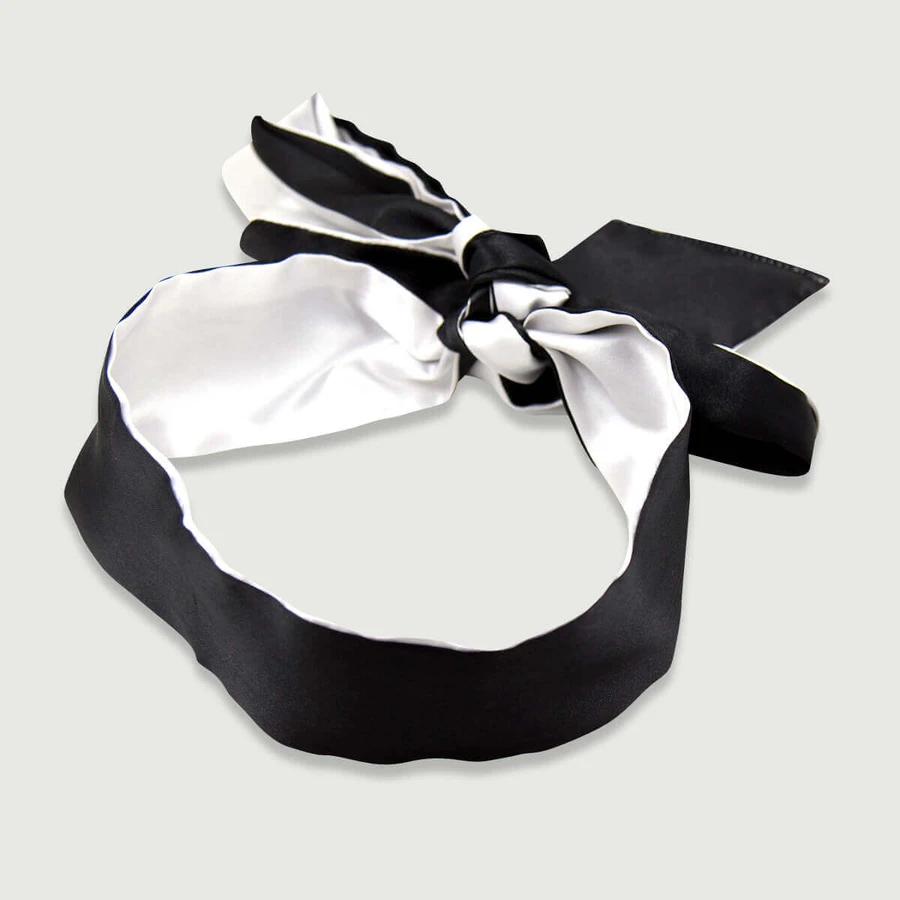 Double Sided Satin Bondage Tie & Blindfold - Black/White