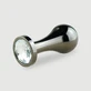 Anal Collection Medium Tear Drop Metalen Butt Plug met Rond Juweel - Zwart/Transparant