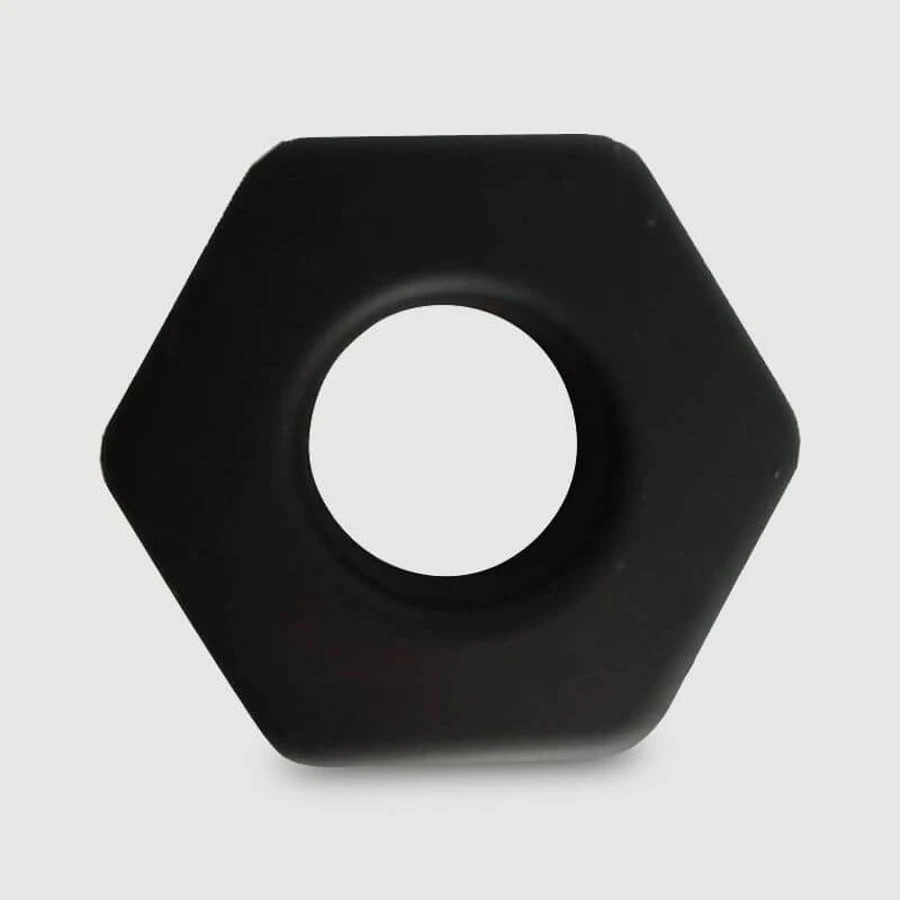 Anillo para el pene flexible de silicona líquida Dick's Nut 45 mm - Negro