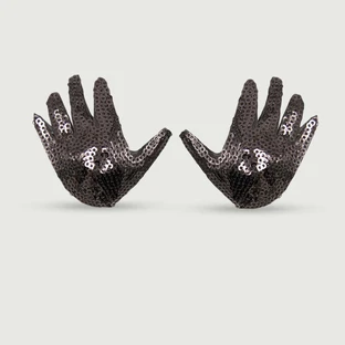 Pâte à tétons en forme de main avec paillettes - Noir