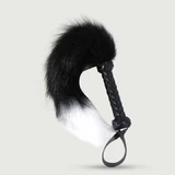 Fox Tail Whip With Braided Handle - Black