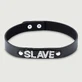 Leather Choker With Rhinestone SLAVE - Black