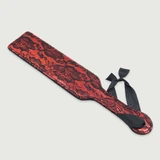 Lederpaddel mit Spitze und Satinband - Rot/Schwarz