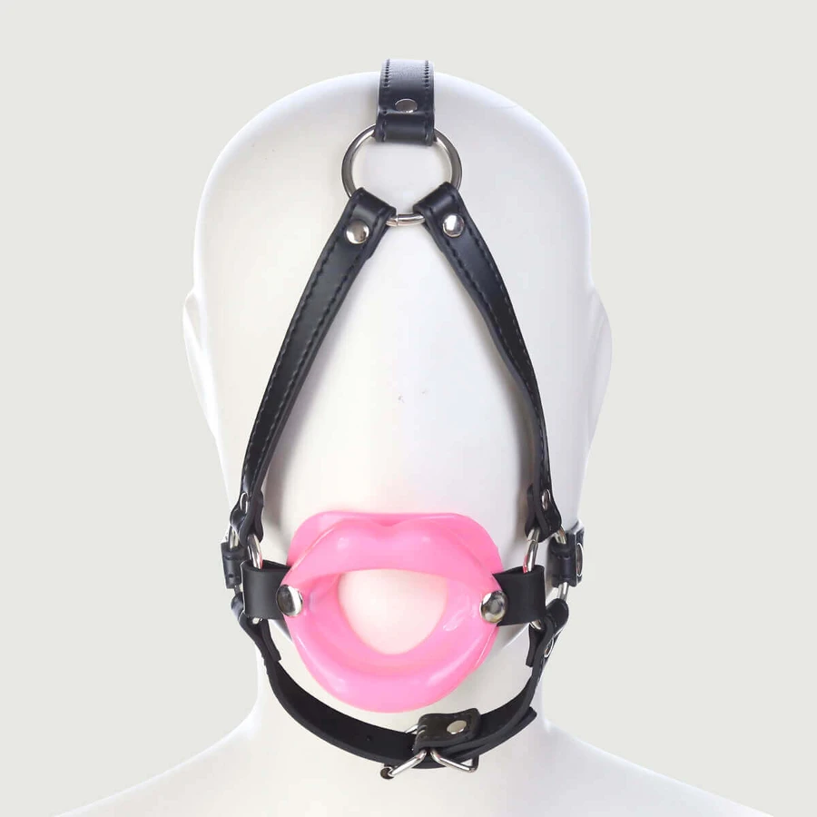 O-ring knevel met siliconen lippen en kaakriem - Roze
