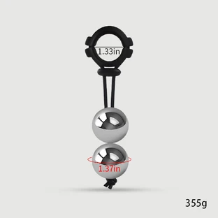 355g Silicone Cock Ring with 2 Balls - Black
