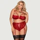 Ensemble plus size de soutien-gorge et de jarretelles en dentelle avec anneau - Rouge - Large/X-Large