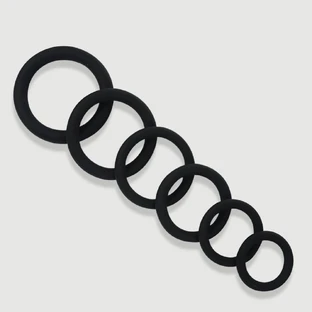 Collection masculine Ensemble d'anneaux en silicone flexibles pour bites rondes - noir