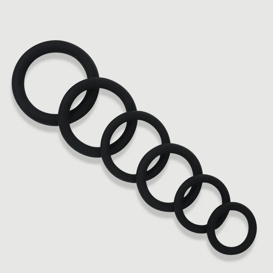 Collection masculine Ensemble d'anneaux en silicone flexibles pour bites rondes - noir