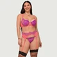 Plus Size Rose Spliced Wimper Kanten BH Set - Roze - Large/X-Large