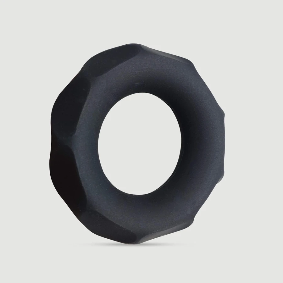 Flexibele diamanten siliconen penisring 42 mm - Zwart