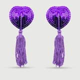 Sequin Nipple Pasties With Tassels - Purple
