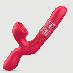 Ihr Vaginal Masseur Silikon Rabbit Vibrator mit internen Perlen - Rot