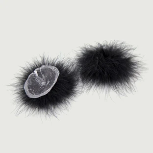 Couvre-mamelons adhésifs en fausse fourrure - Noir