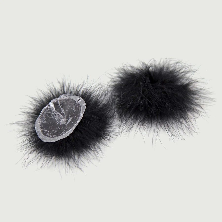 Couvre-mamelons adhésifs en fausse fourrure - Noir