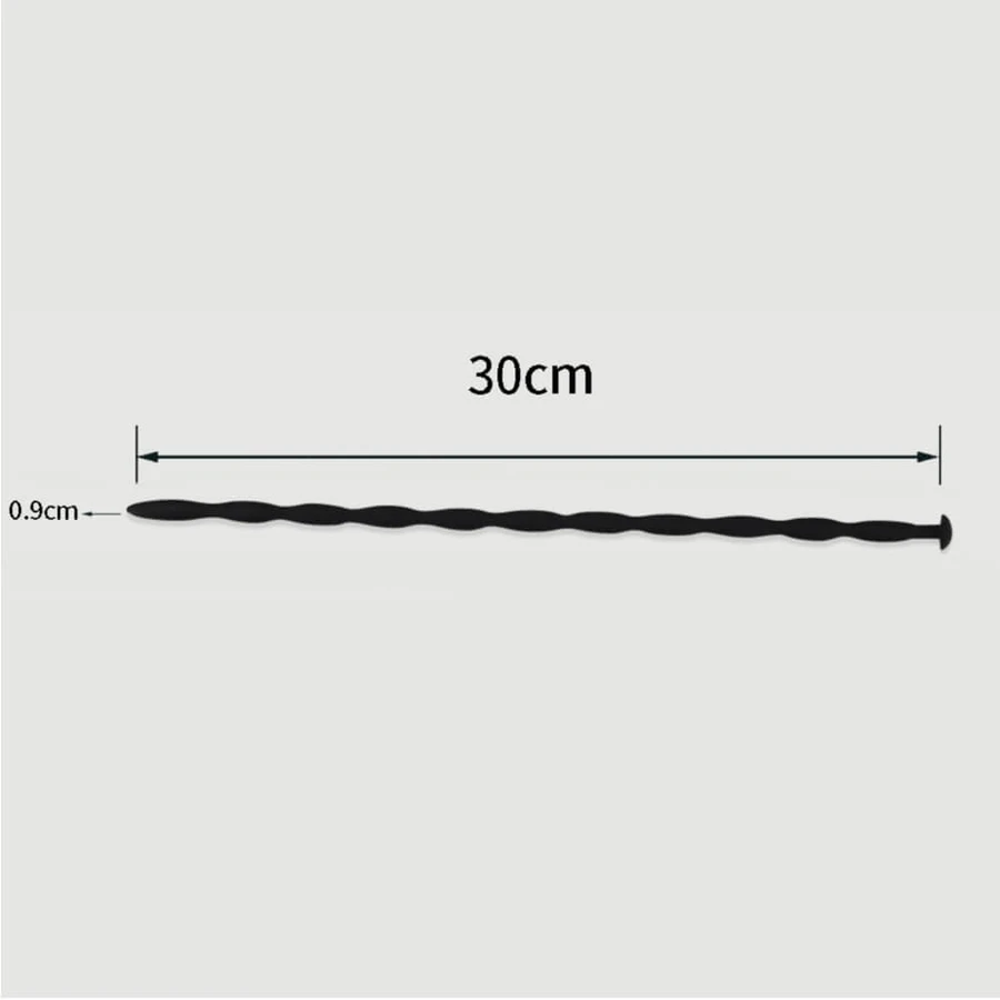 300 x 9 mm Silicone Urethral Sound - Black