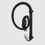 Gevlochten Bullwhip met Polslus & Kwastuiteinde - Zwart