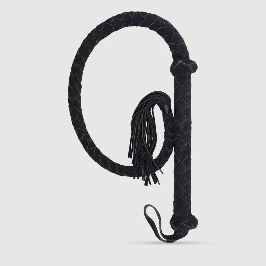 Braided Bullwhip With Wrist Loop & Tassel End - Black