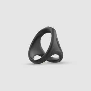Male Collection Double Cock & Ball Silicone Enhancement Ring - Noir