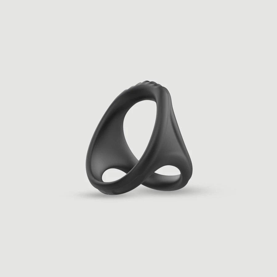 Male Collection Double Cock & Ball Silicone Enhancement Ring - Noir