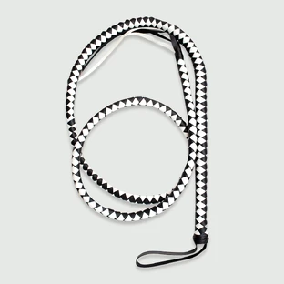 Pleciony skórzany bicz Bullwhip w dwóch odcieniach - czarny/biały