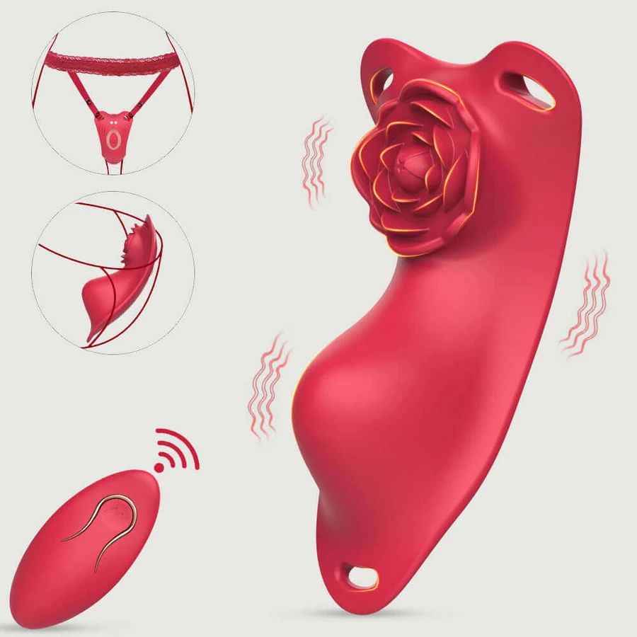 The Flower Butterfly draagbare vibrator met afstandsbediening - Rood