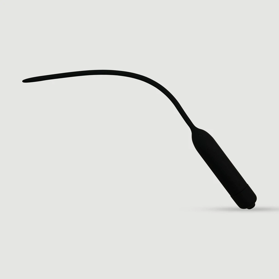 100 x 5.5 mm Silicone 1 Speed Vibrating Urethral Sound - Black