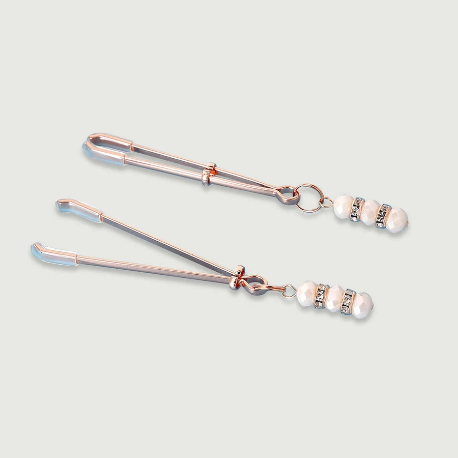 Pinces à mamelons avec bijoux suspendus - Blanc