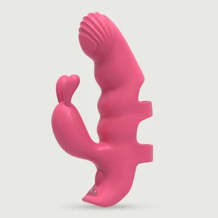 Vinger Me Baby Silicone Vinger Vibrator Met Clitoris Stimulator - Roze