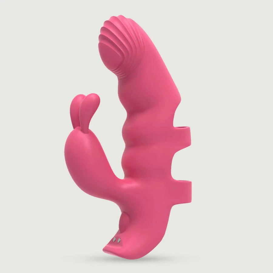 Vinger Me Baby Silicone Vinger Vibrator Met Clitoris Stimulator - Roze