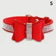 Collier brillant avec nœud et strass - Rouge