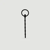 157 x 6 mm Ribbed Silicone Urethral Plug with Ring - Black