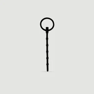 Bouchon urétral en silicone strié 157 x 6 mm avec anneau - noir