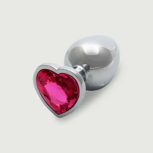 Grote Hart Gem metalen Butt Plug - Zilver/Roze