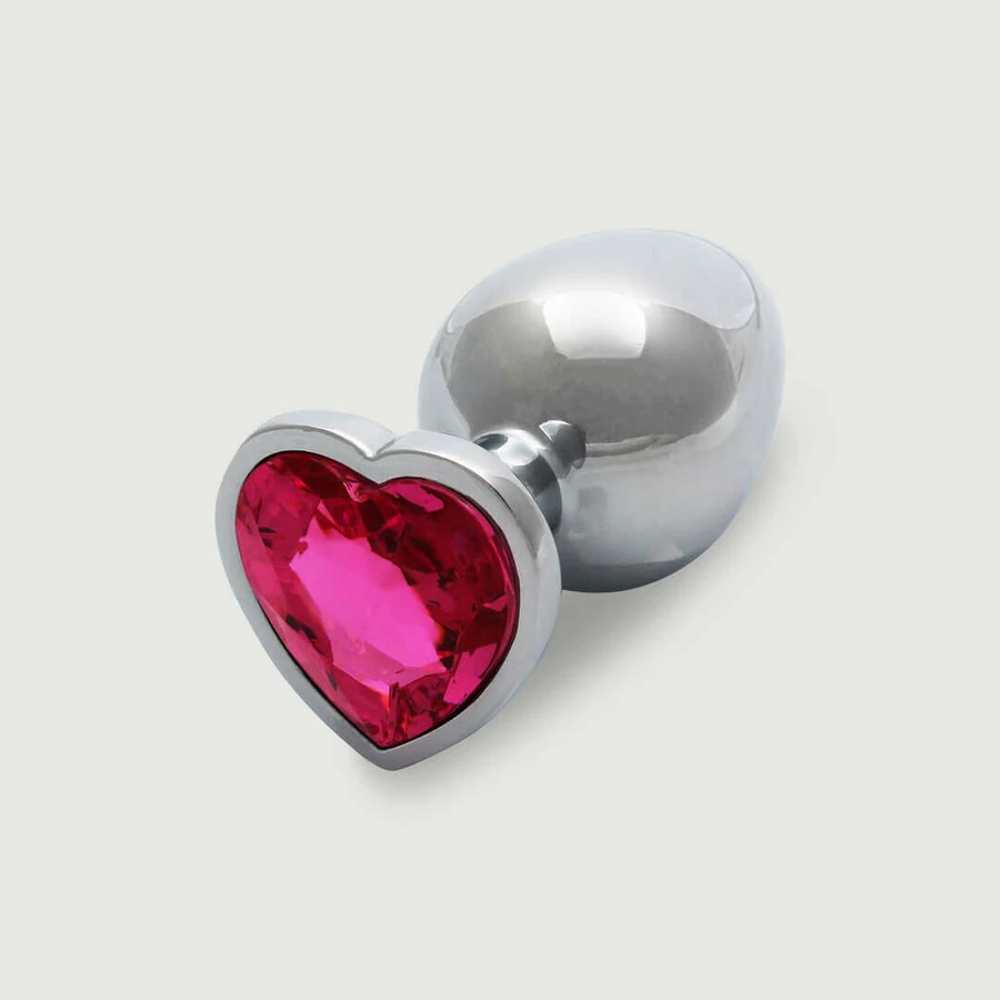 Grote Hart Gem metalen Butt Plug - Zilver/Roze