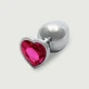 Großer Herz Edelstein Metall Butt Plug - Silber/Rosa