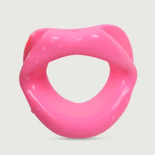 Lip Shaped Silicone Gag With Open Hole - Pink